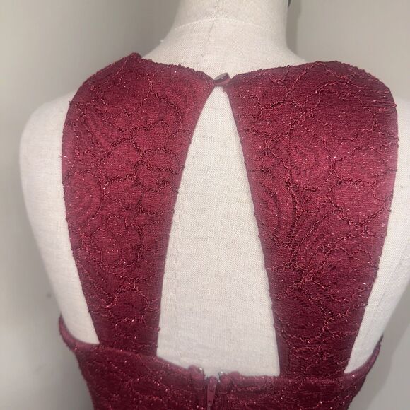 Speechless Prom Hi-Low Open Back A-Line Lace Sparkle Dress Burgundy Sz 9 EUC - Picture 11 of 16